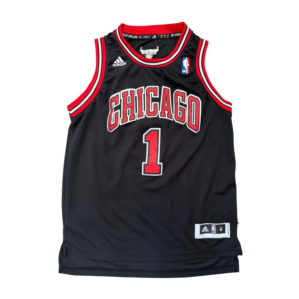 Adidas Chicago Bulls #1 Derrick Rose NBA Jersey Kids Youth Medium 10-12 Black